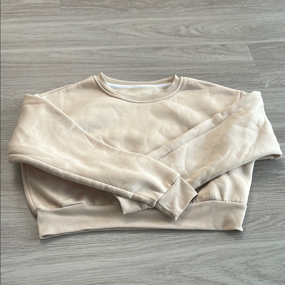 Cream Cropped Sweatshirt